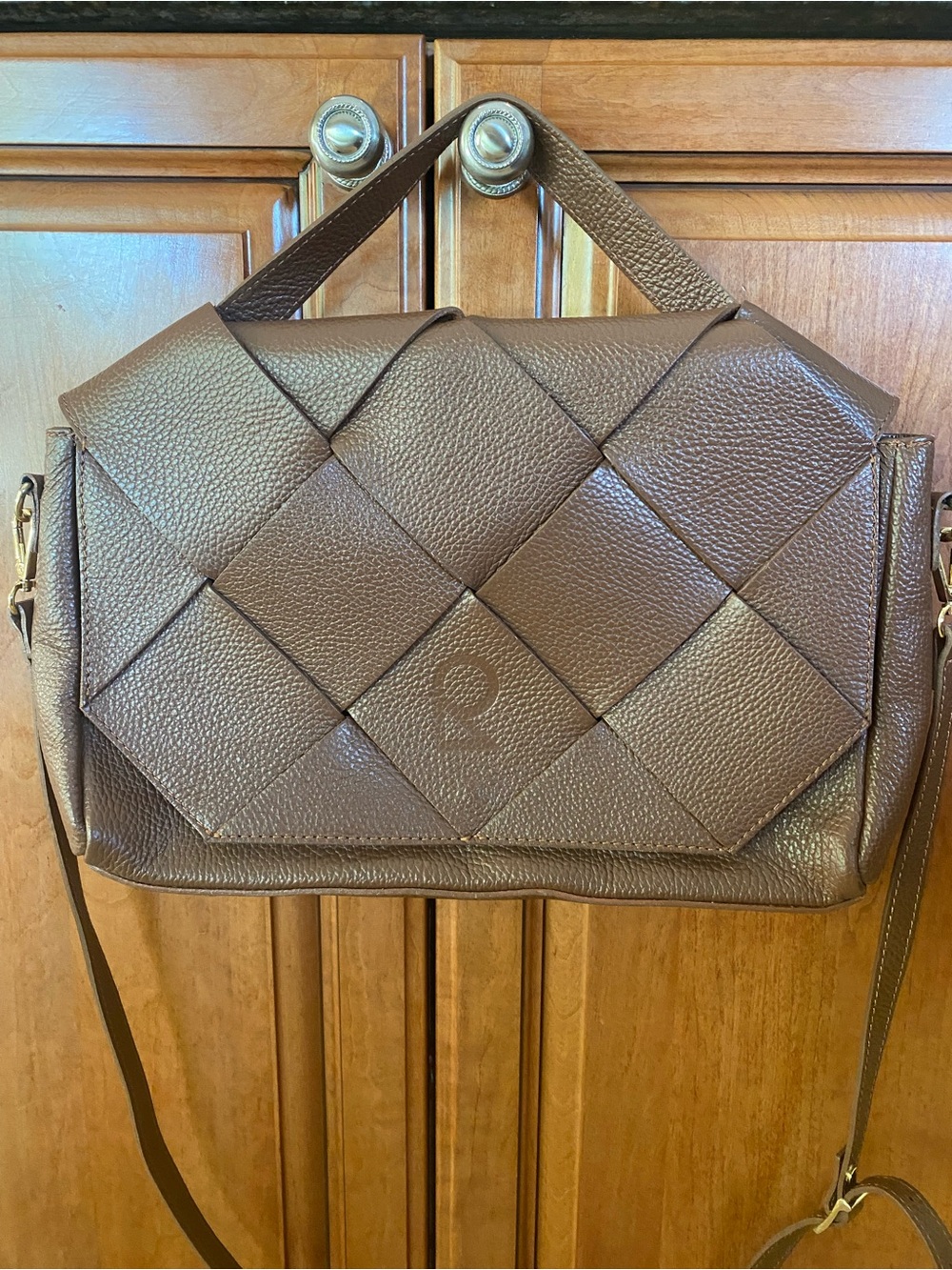 RODIER Brown Woven Leather Shoulder Bag